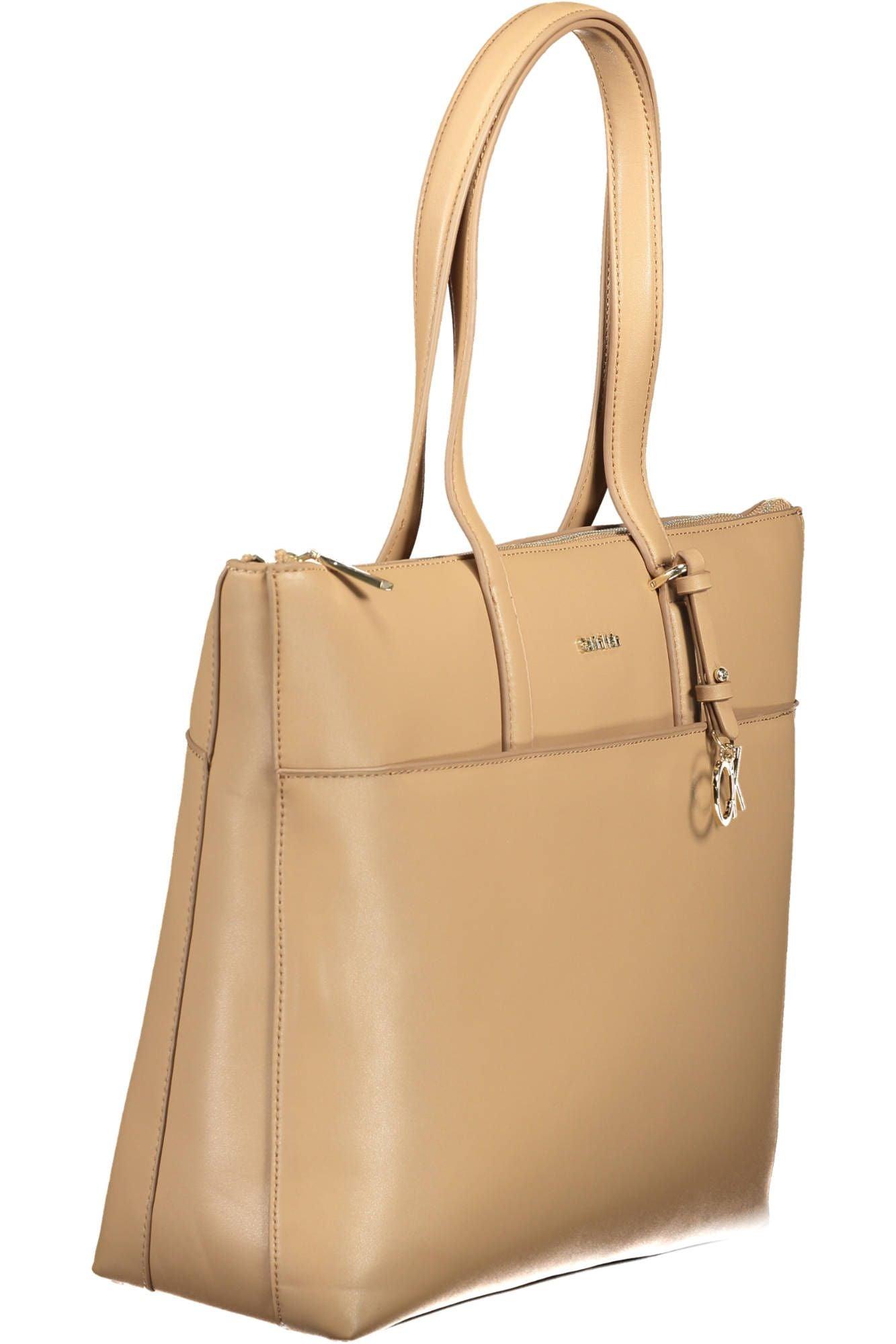 Calvin Klein Beige Polyester Women Handbag - Arichezz.store