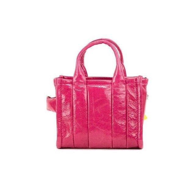 Marc Jacobs The Shiny Crinkle Micro Tote Magenta Leather Crossbody Bag Handbag - Arichezz.store