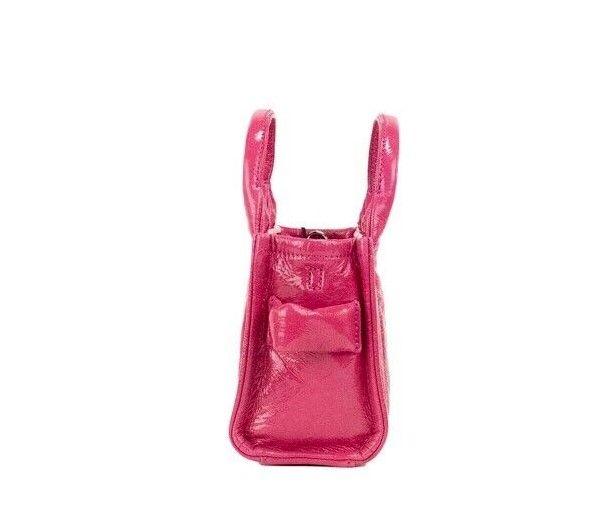 Marc Jacobs The Shiny Crinkle Micro Tote Magenta Leather Crossbody Bag Handbag - Arichezz.store