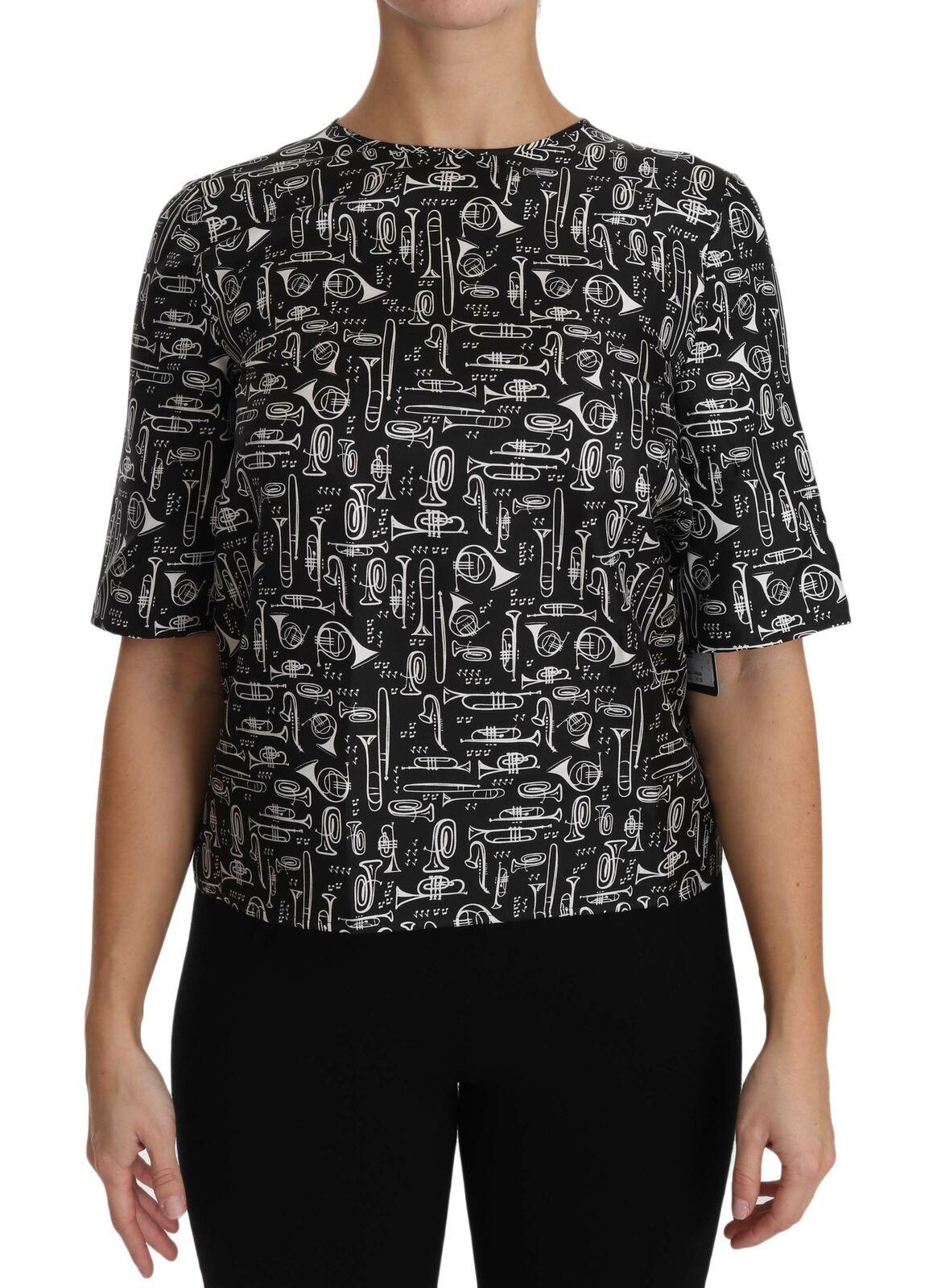 Dolce & Gabbana Exquisite Trumpet Print Silk Blouse - Arichezz.store