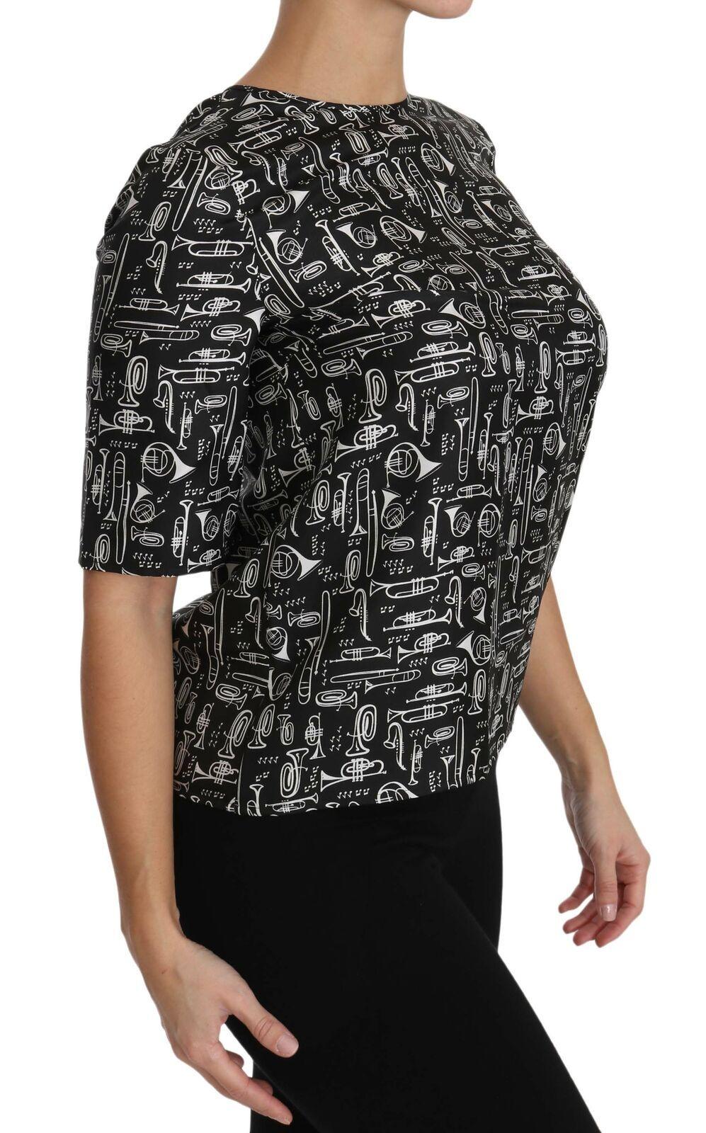 Dolce & Gabbana Exquisite Trumpet Print Silk Blouse - Arichezz.store