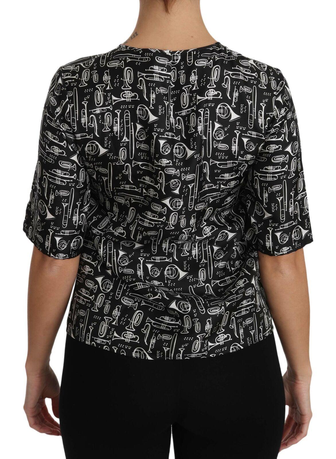 Dolce & Gabbana Exquisite Trumpet Print Silk Blouse - Arichezz.store