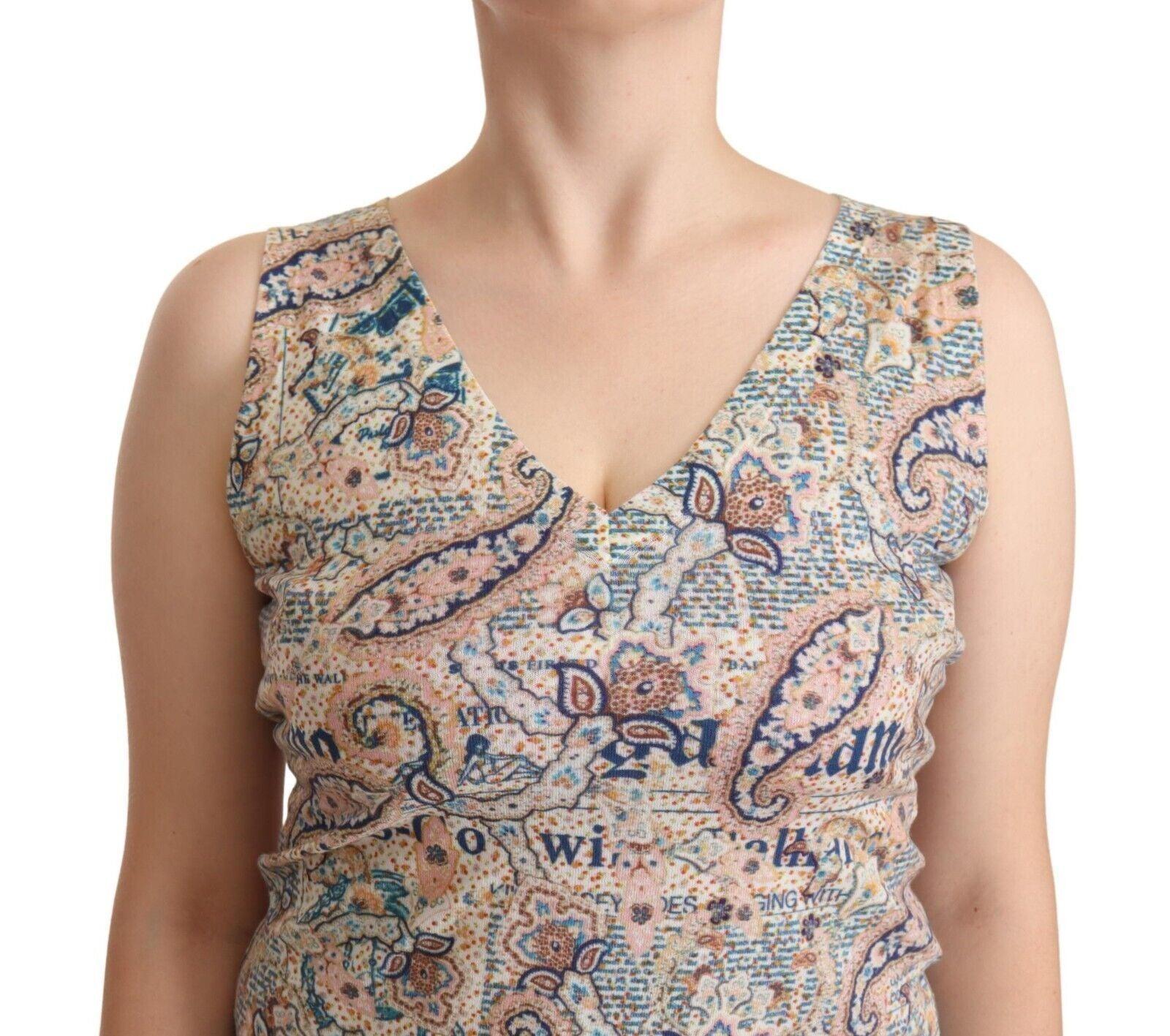 John Galliano Multicolor Cotton V-Neck Sleeveless Tank Top - Arichezz.store