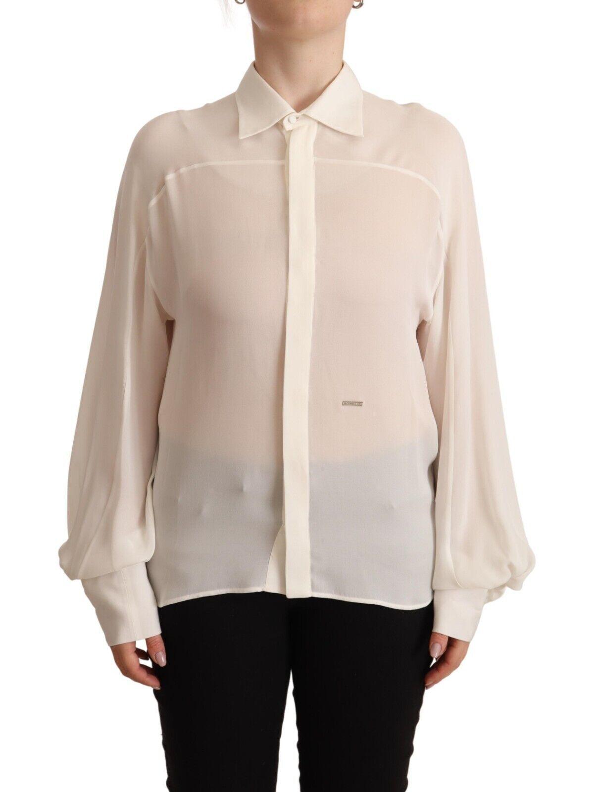 Dsquared² Elegant Off White Silk Long Sleeve Blouse - Arichezz.store