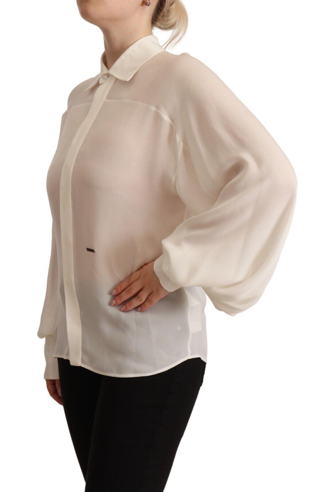 Dsquared² Elegant Off White Silk Long Sleeve Blouse - Arichezz.store