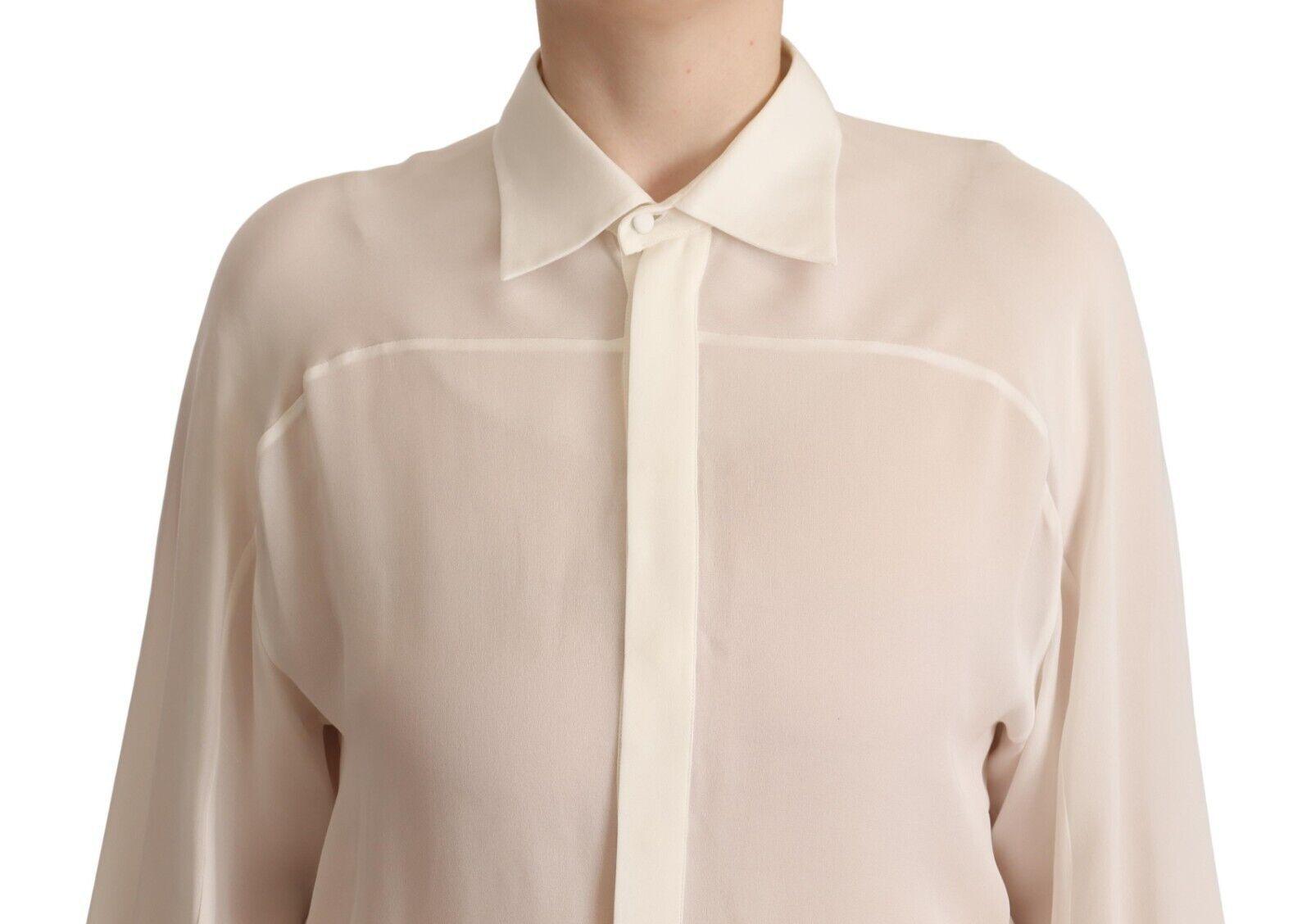 Dsquared² Elegant Off White Silk Long Sleeve Blouse - Arichezz.store