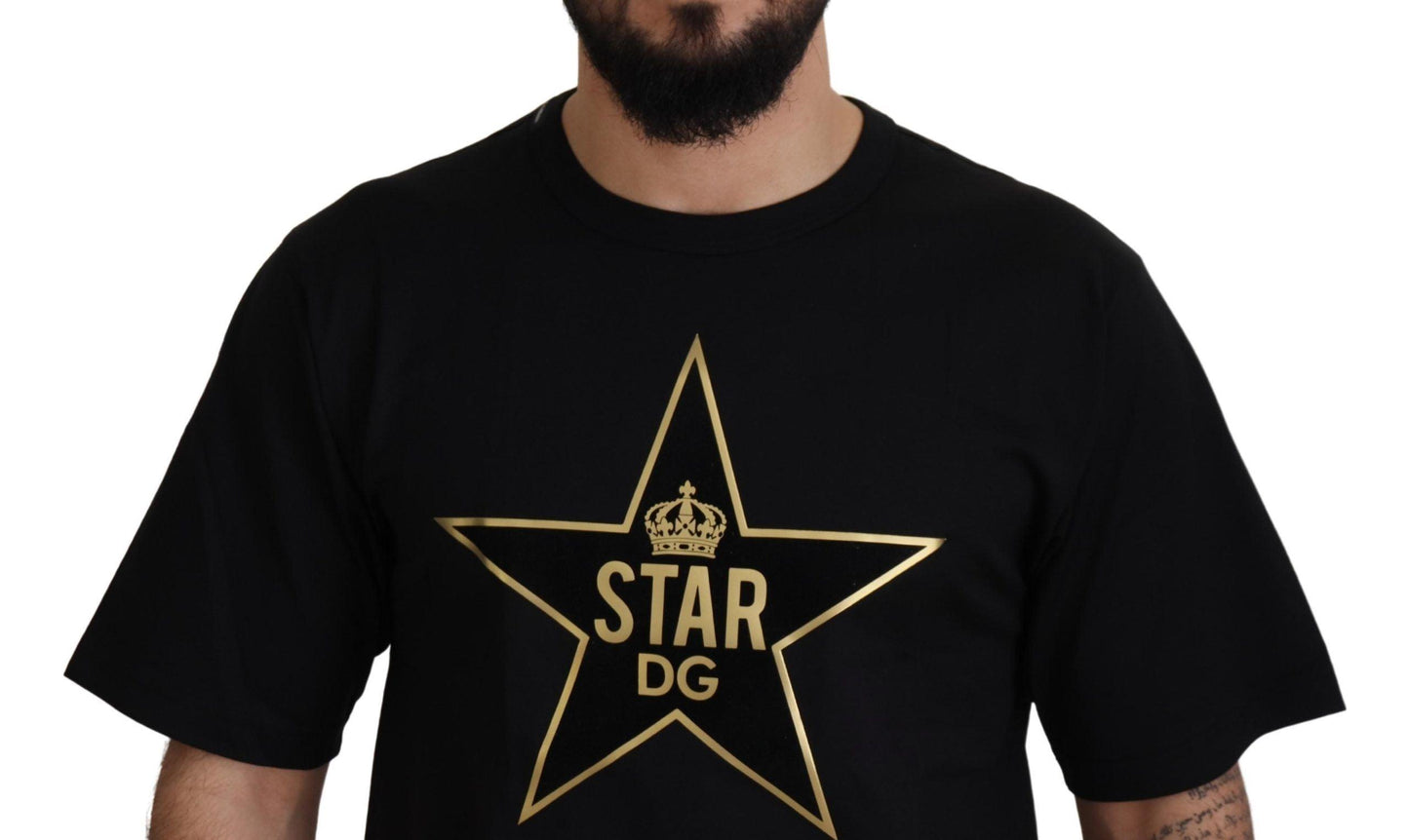 Dolce & Gabbana Gold Star DG Emblem Crewneck Tee - Arichezz.store