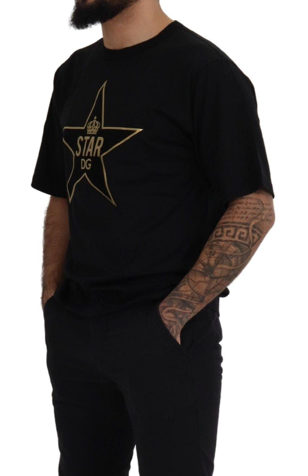 Dolce & Gabbana Gold Star DG Emblem Crewneck Tee - Arichezz.store