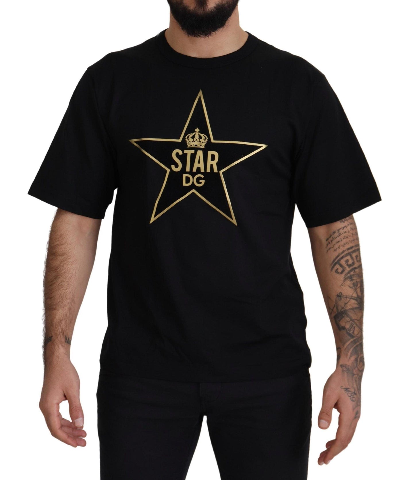 Dolce & Gabbana Gold Star DG Emblem Crewneck Tee - Arichezz.store