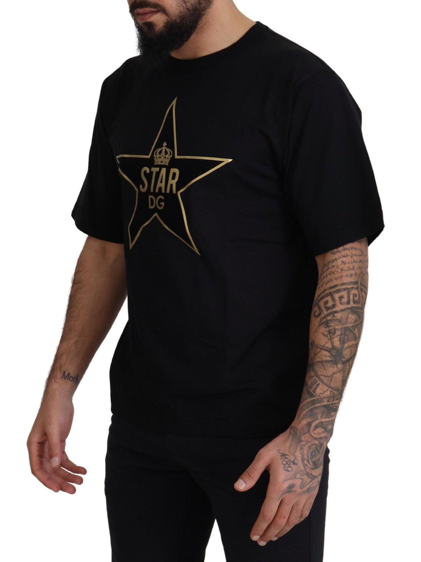 Dolce & Gabbana Gold Star DG Emblem Crewneck Tee - Arichezz.store