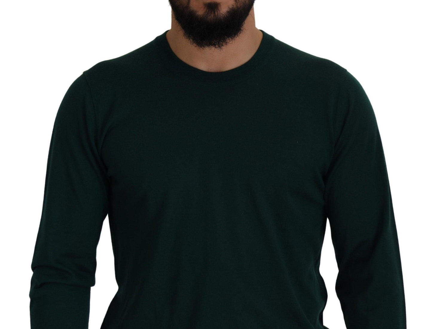 Dolce & Gabbana Elegant Green Crewneck Cashmere Sweater - Arichezz.store