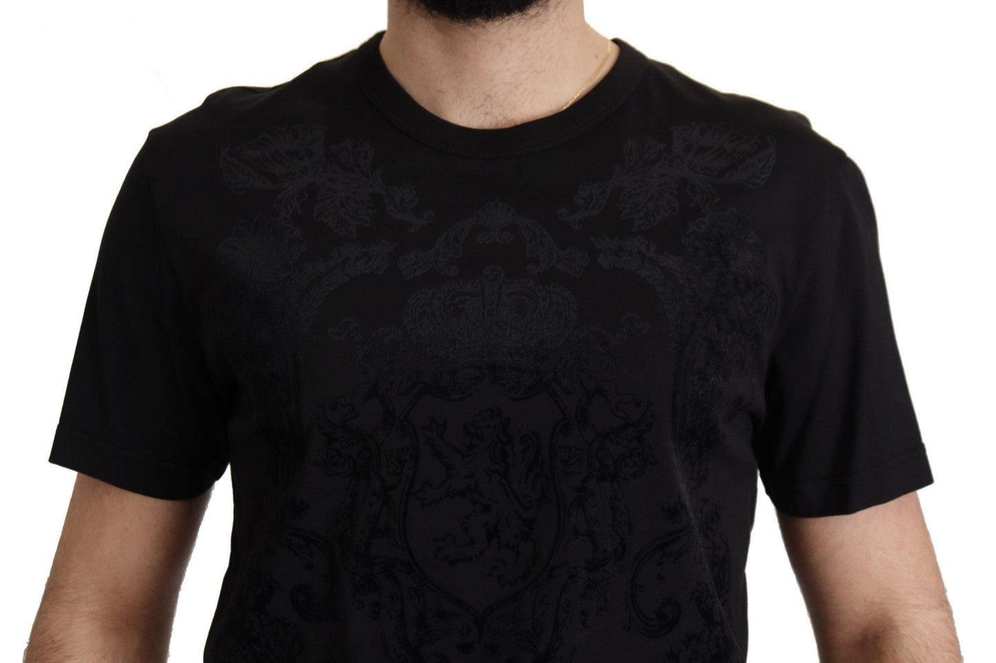 Dolce & Gabbana Elegant Black Baroque Crewneck Tee - Arichezz.store