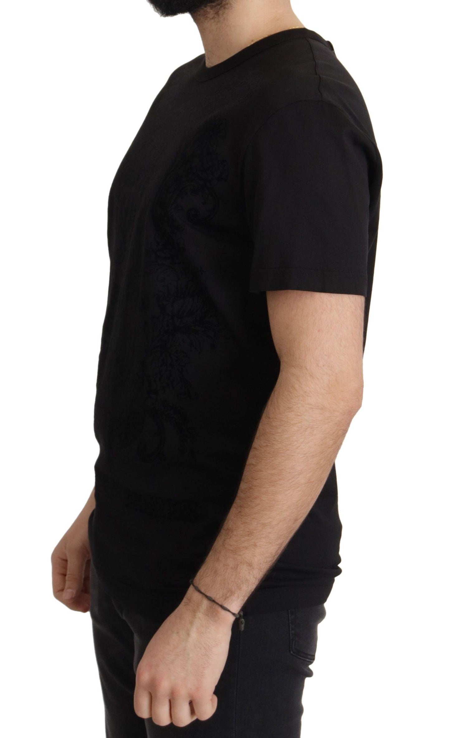 Dolce & Gabbana Elegant Black Baroque Crewneck Tee - Arichezz.store