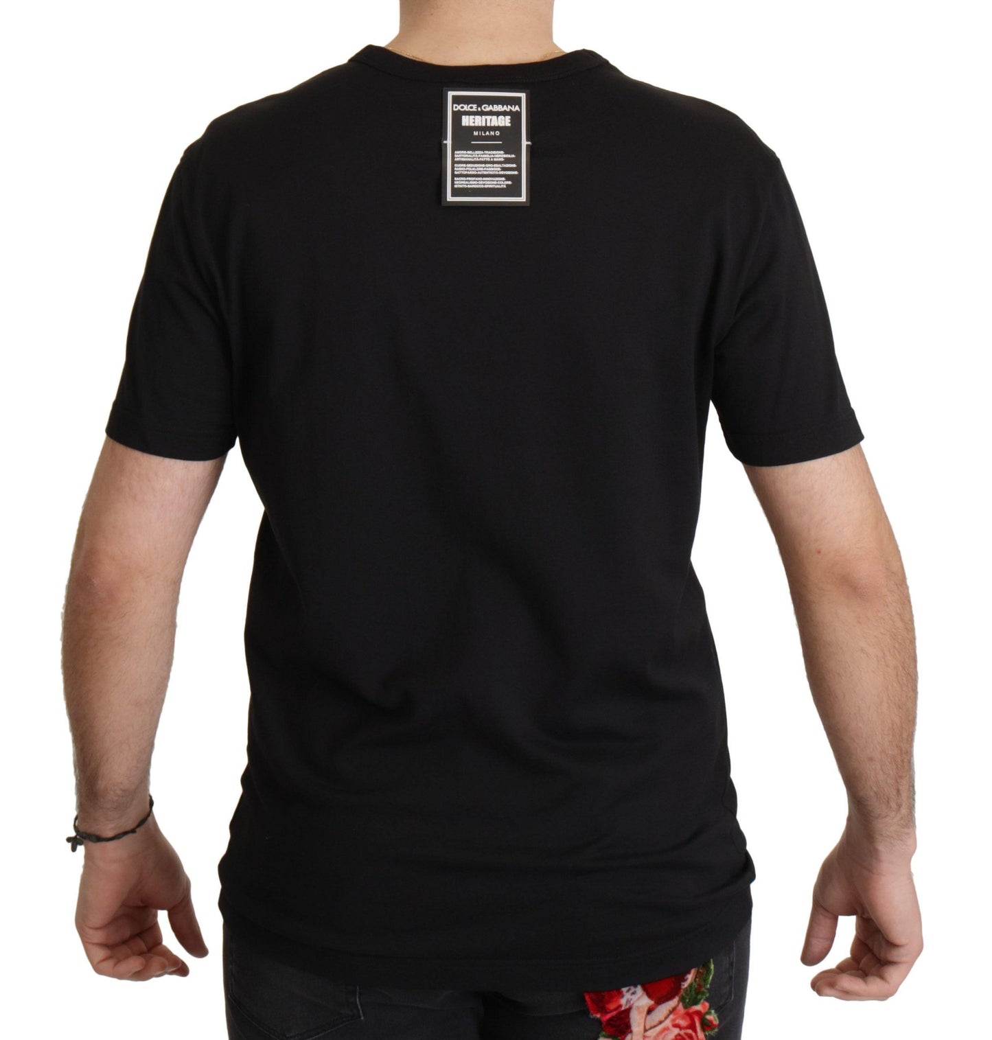 Dolce & Gabbana Elegant Black Baroque Crewneck Tee - Arichezz.store