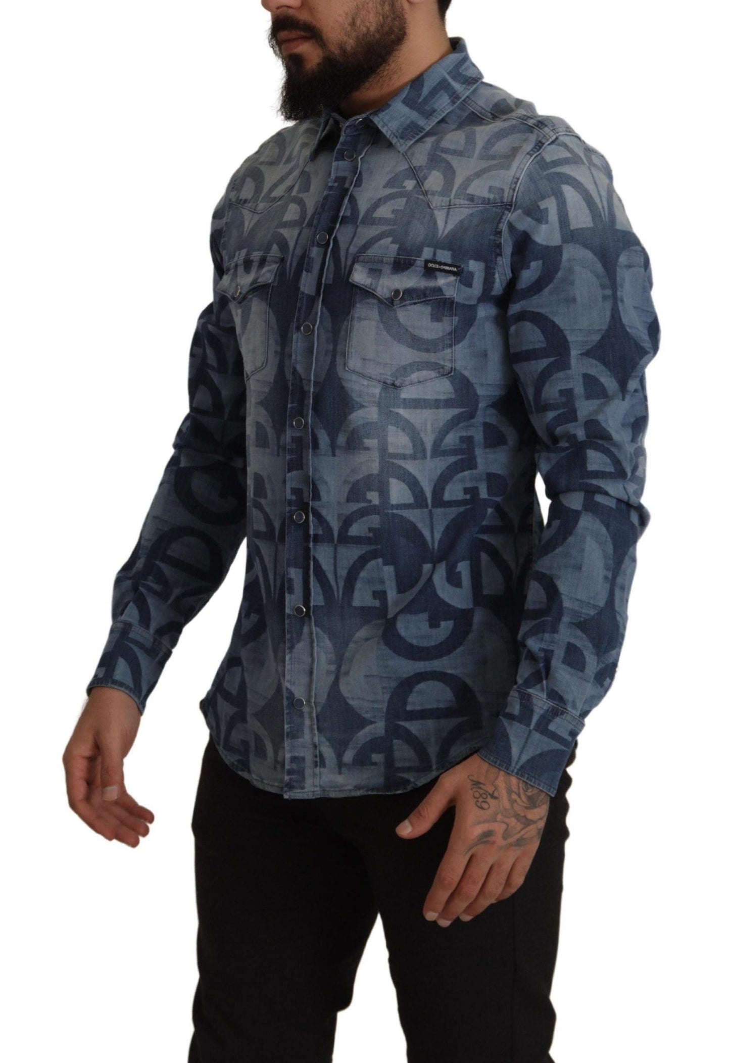 Dolce & Gabbana Elegant Slim Fit Casual Blue Men's Shirt - Arichezz.store