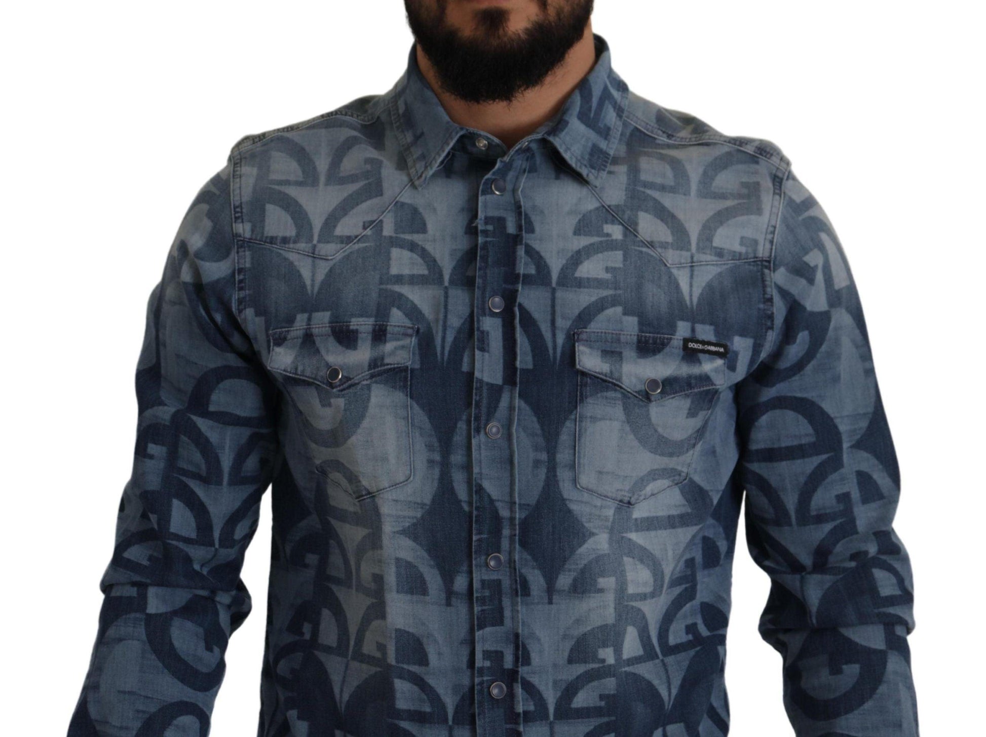 Dolce & Gabbana Elegant Slim Fit Casual Blue Men's Shirt - Arichezz.store