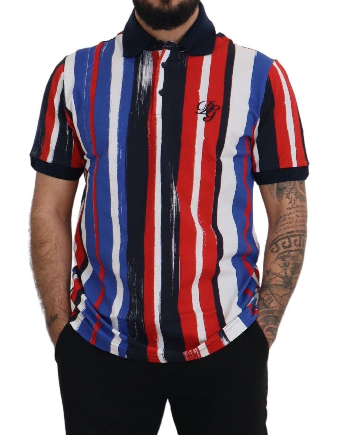 Dolce & Gabbana Elegant Striped Cotton Polo T-shirt - Arichezz.store