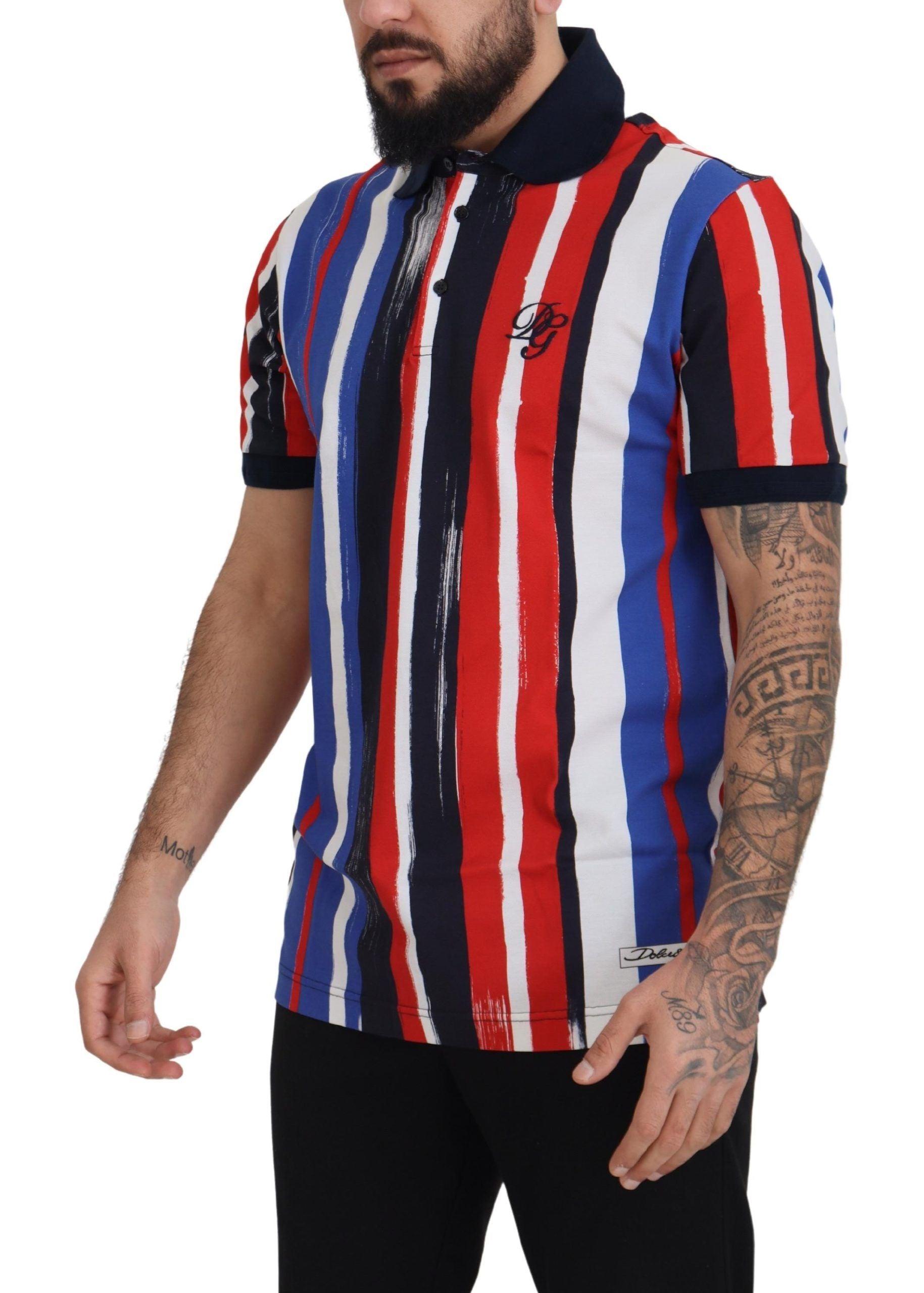 Dolce & Gabbana Elegant Striped Cotton Polo T-shirt - Arichezz.store