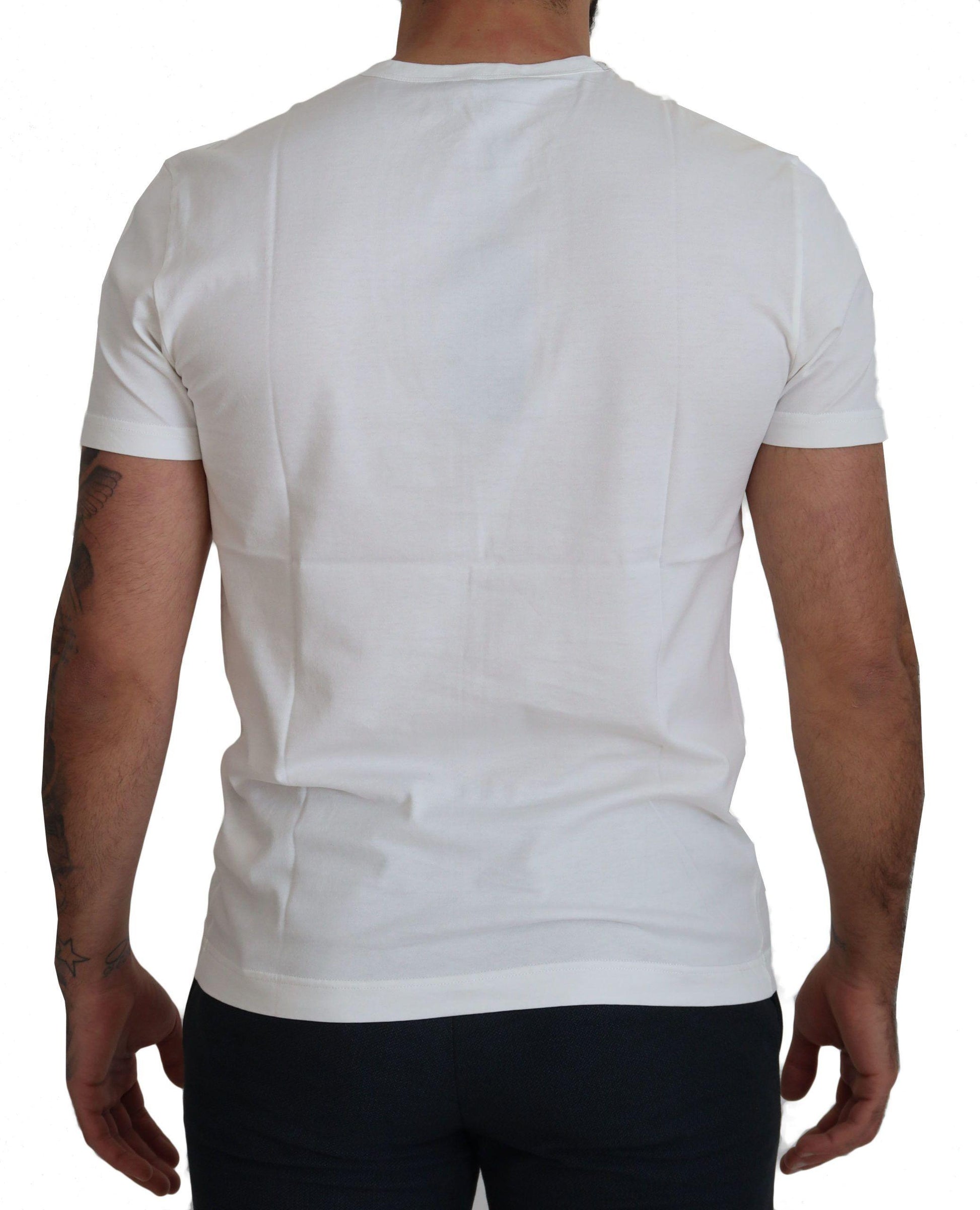 Dolce & Gabbana Chic White Logo Print Cotton Tee - Arichezz.store