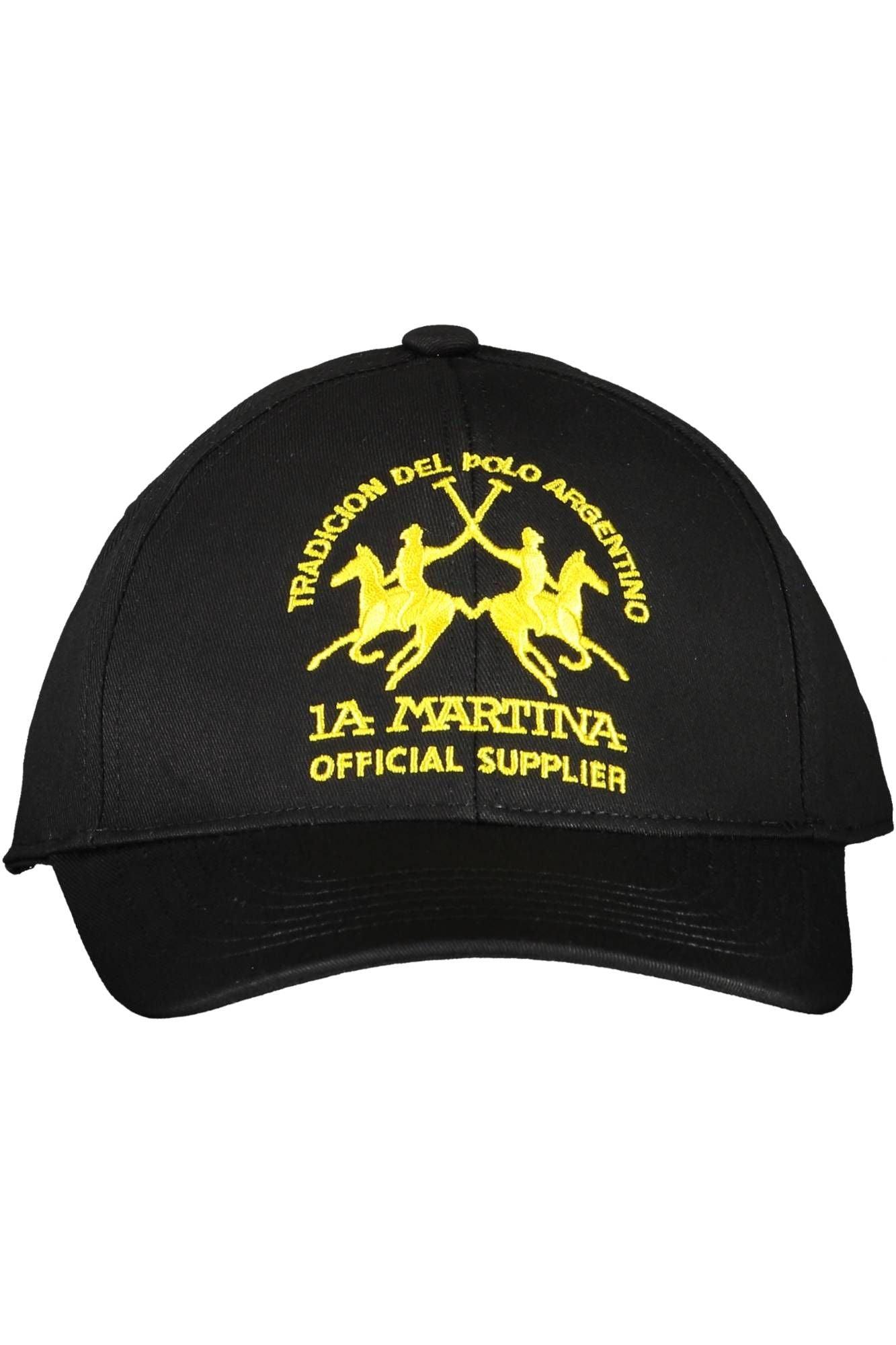 La Martina Black Cotton Men Cap - Arichezz.store