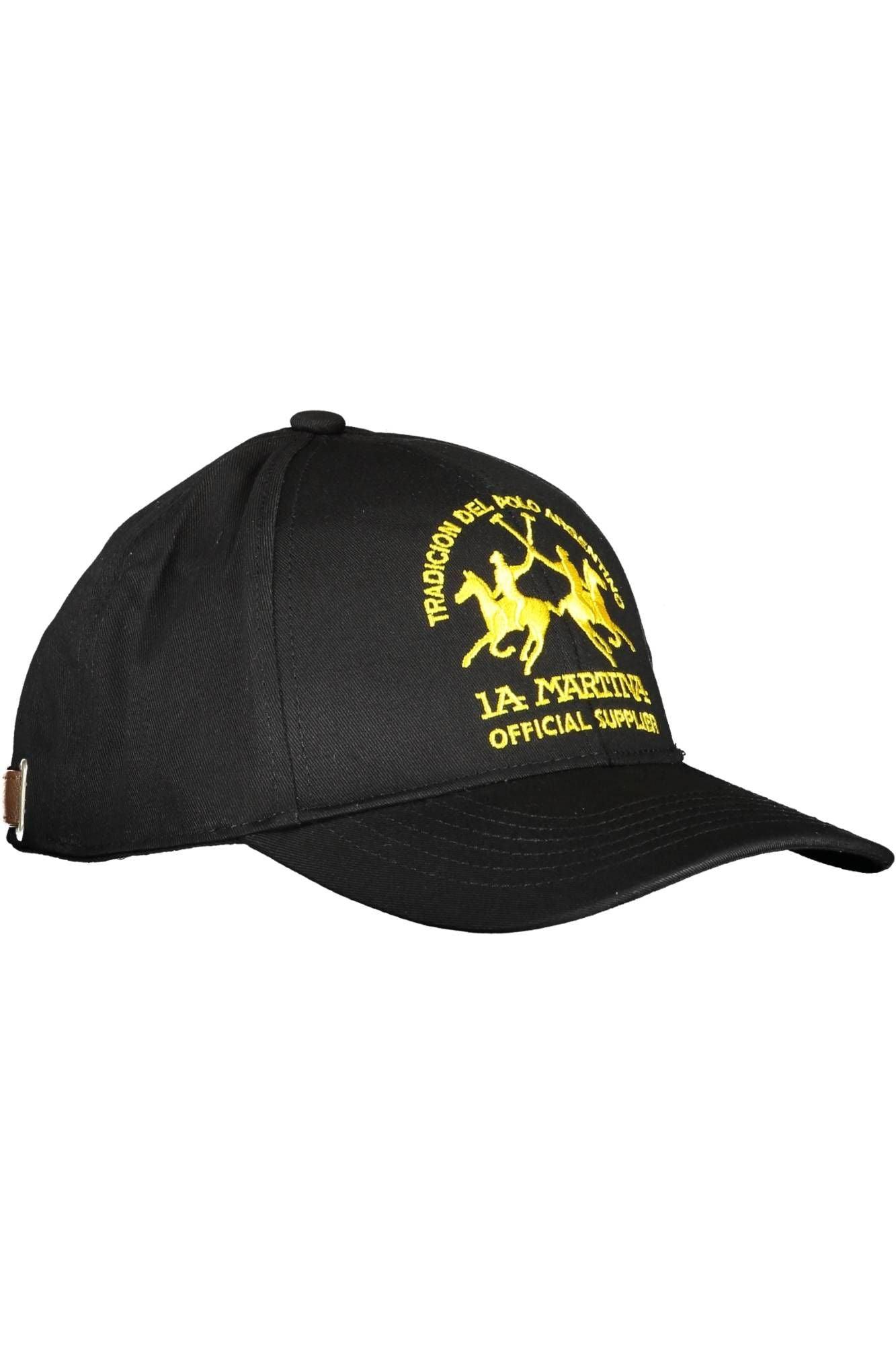 La Martina Black Cotton Men Cap - Arichezz.store