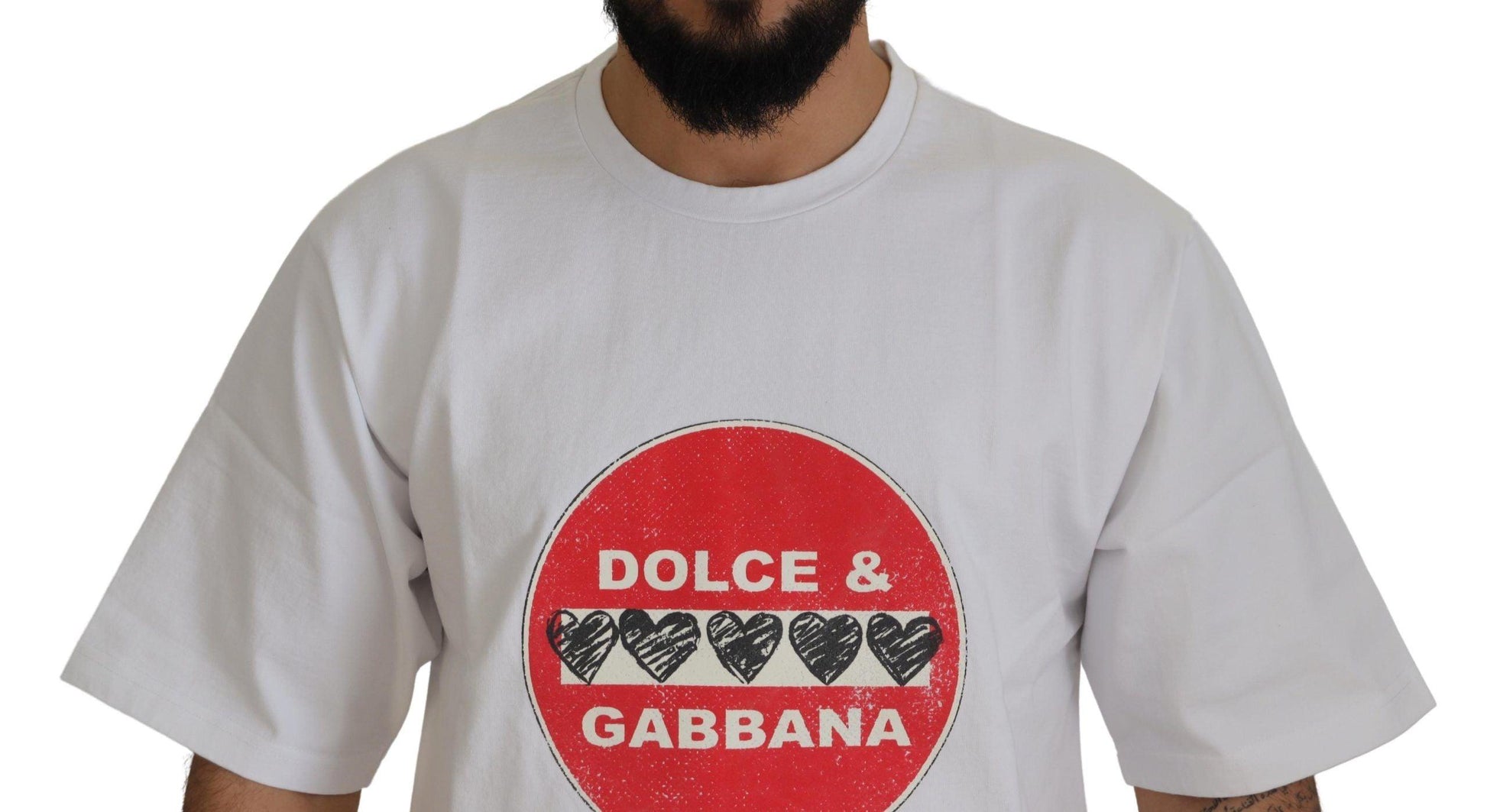 Dolce & Gabbana Chic White Cotton Heart Amor T-shirt - Arichezz.store