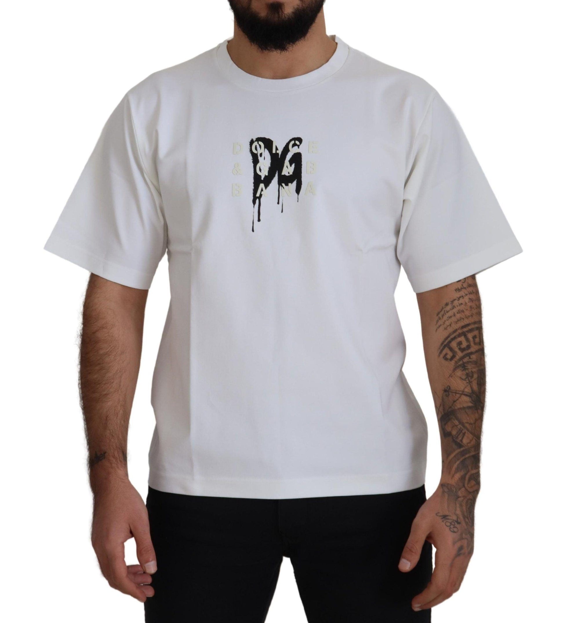 Dolce & Gabbana Timeless White Logo Crewneck Tee - Arichezz.store