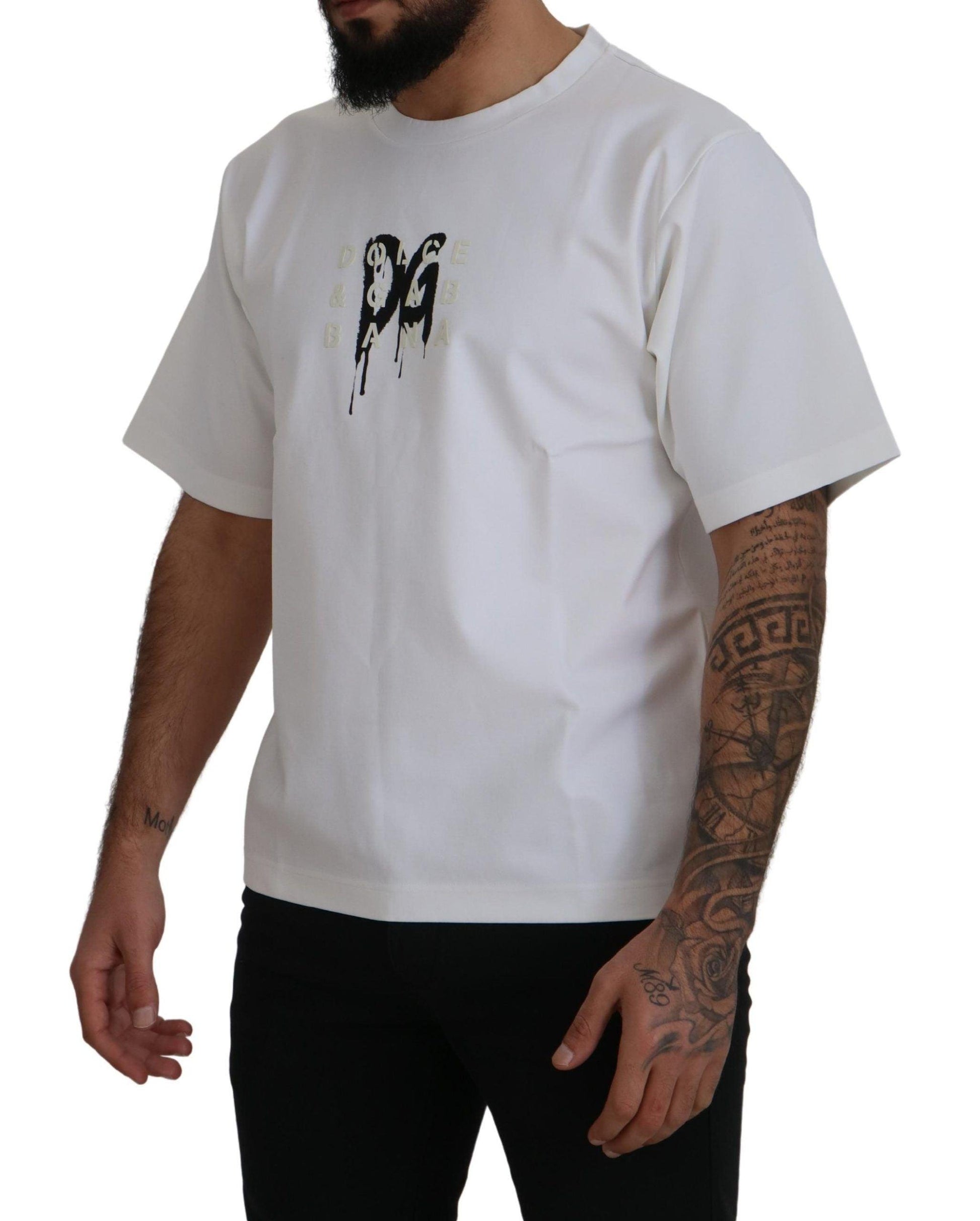 Dolce & Gabbana Timeless White Logo Crewneck Tee - Arichezz.store