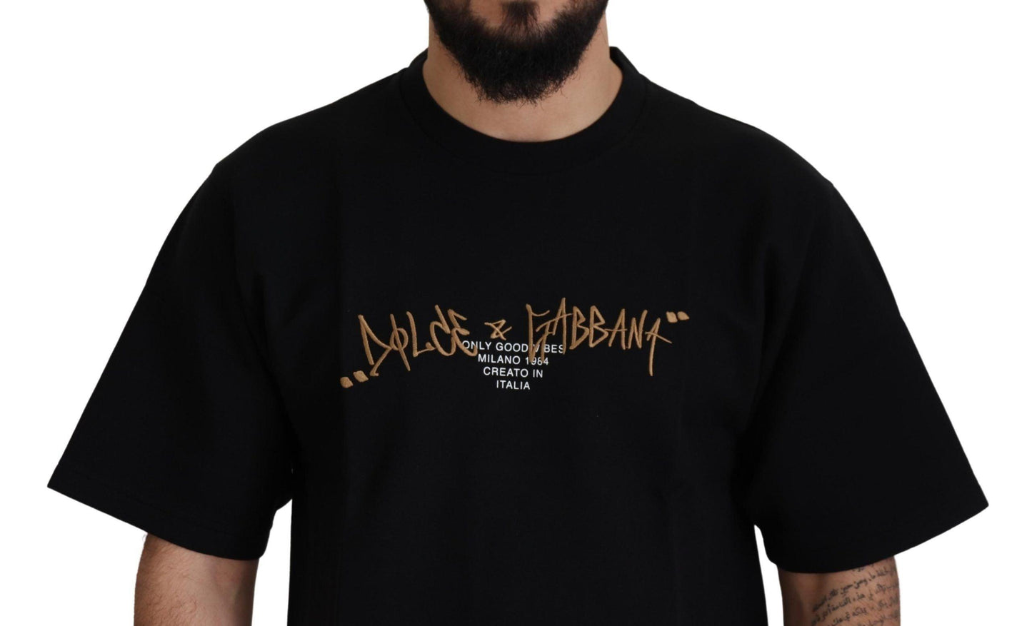 Dolce & Gabbana Elegant Black Cotton Blend Crewneck T-Shirt - Arichezz.store