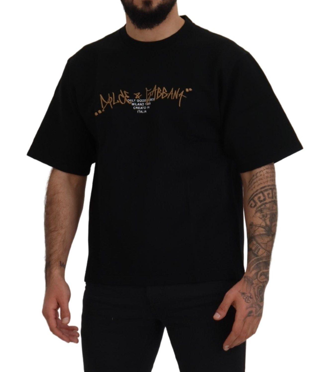 Dolce & Gabbana Elegant Black Cotton Blend Crewneck T-Shirt - Arichezz.store