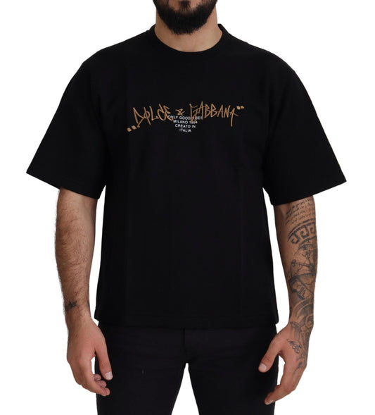 Dolce & Gabbana Elegant Black Cotton Blend Crewneck T-Shirt - Arichezz.store