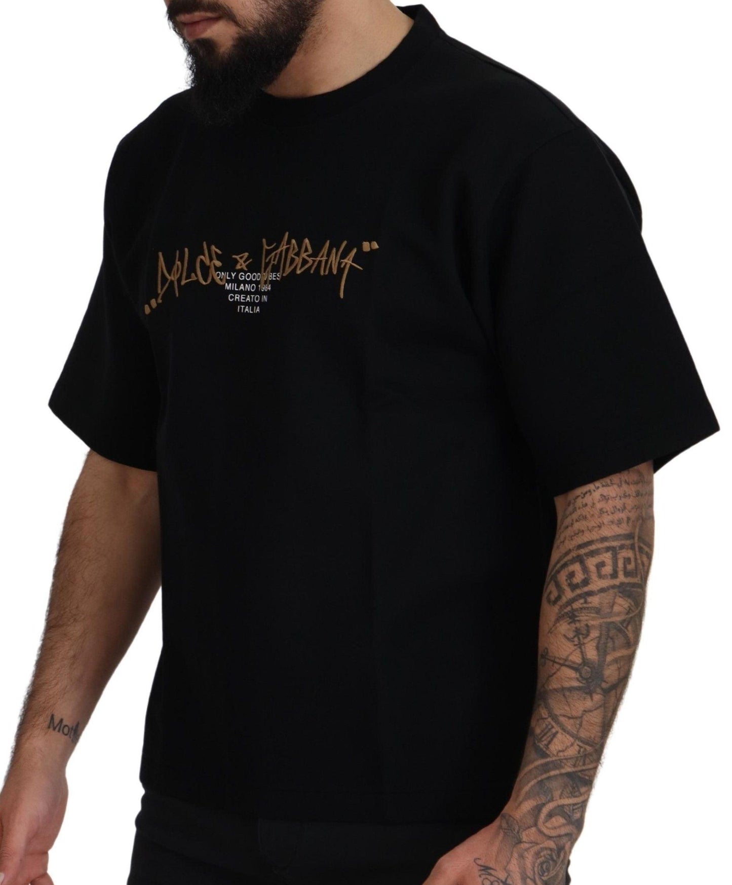 Dolce & Gabbana Elegant Black Cotton Blend Crewneck T-Shirt - Arichezz.store