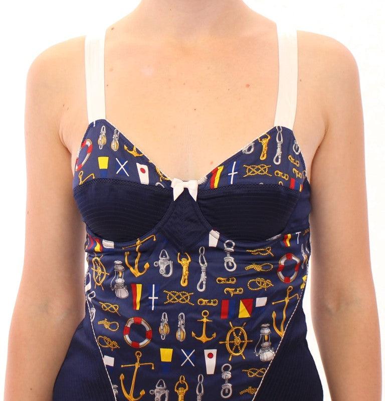 Dolce & Gabbana Blue Sailor Motif Stretch Tank Top - Arichezz.store