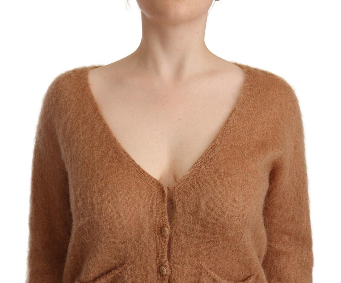 PINK MEMORIES Chic Brown Knit Cardigan with Front Button Closure - Arichezz.store