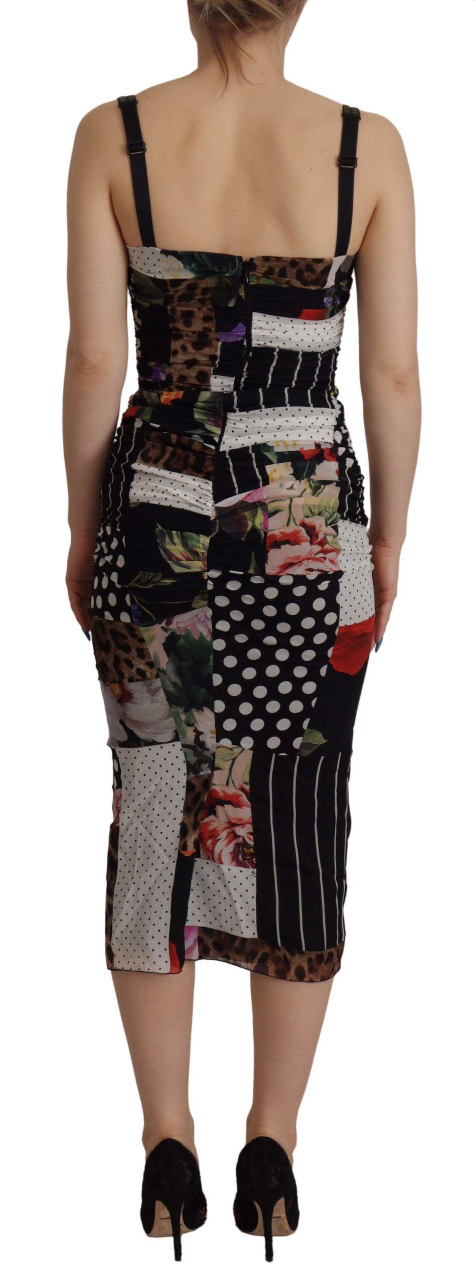 Dolce & Gabbana Elegant Patchwork Midi Silk Blend Dress - Arichezz.store