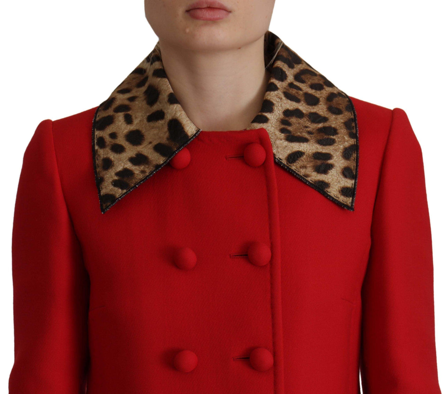 Dolce & Gabbana Red Leopard Print Trench Coat - Arichezz.store