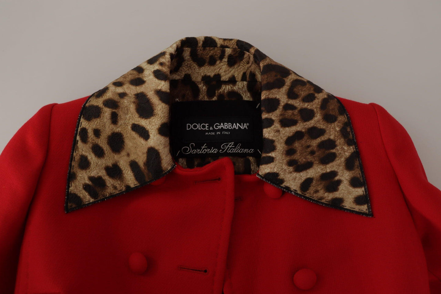 Dolce & Gabbana Red Leopard Print Trench Coat - Arichezz.store