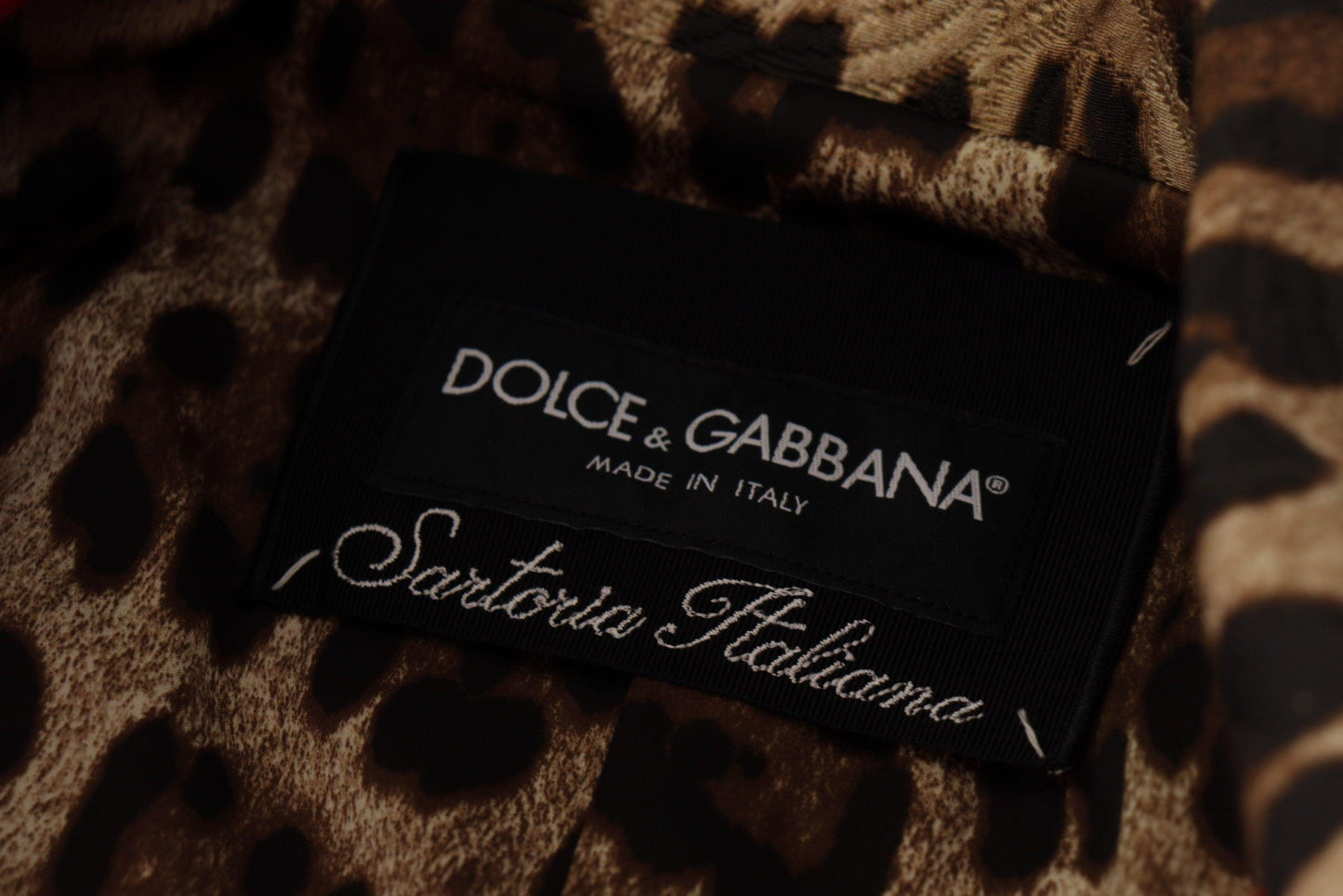 Dolce & Gabbana Red Leopard Print Trench Coat - Arichezz.store