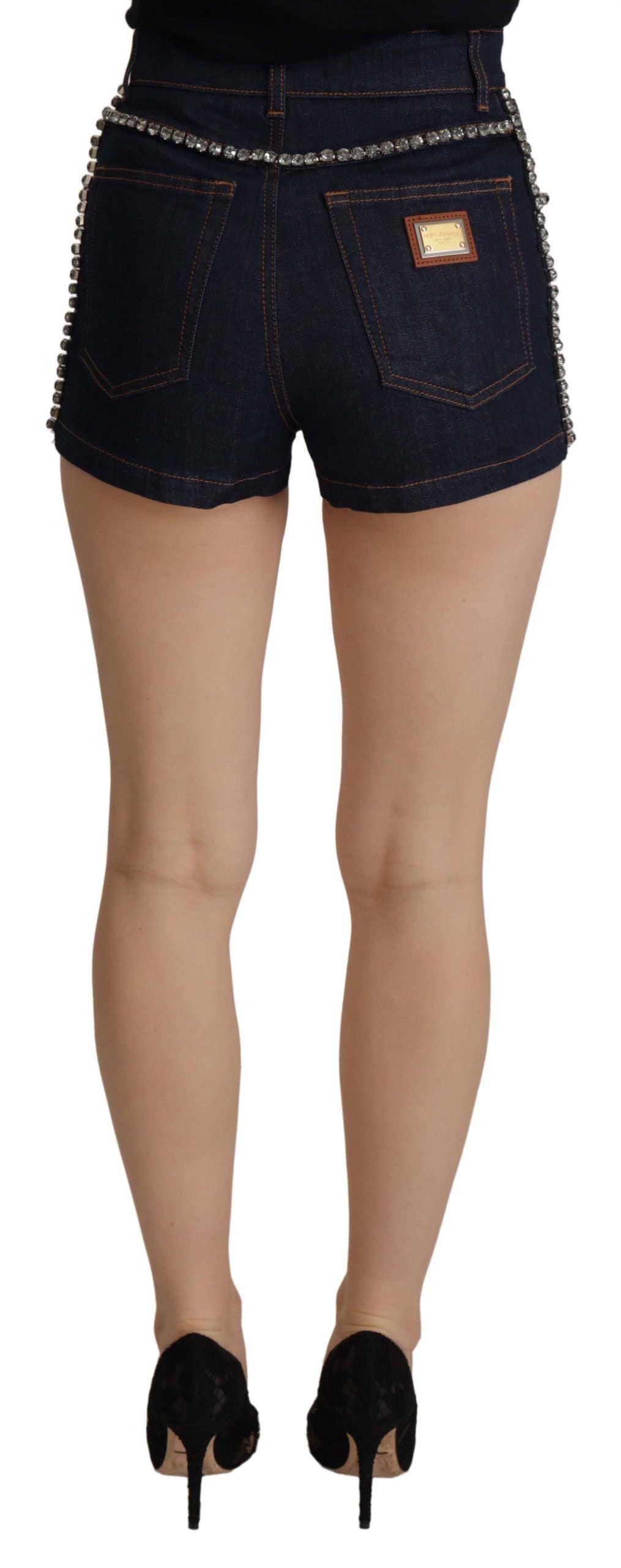 Dolce & Gabbana Chic High Waist Hot Pants Shorts with Crystal Detailing - Arichezz.store