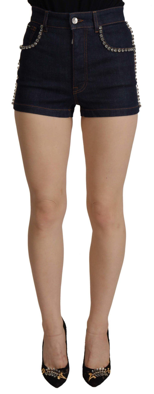 Dolce & Gabbana Chic High Waist Hot Pants Shorts with Crystal Detailing - Arichezz.store