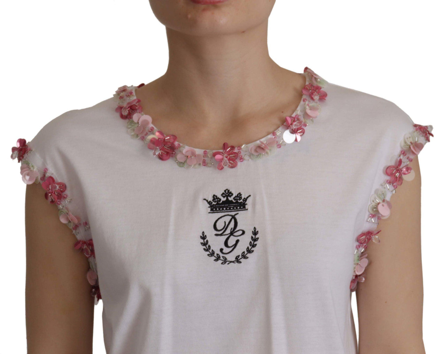 Dolce & Gabbana Chic Sequined Crown Tank Top T-Shirt - Arichezz.store