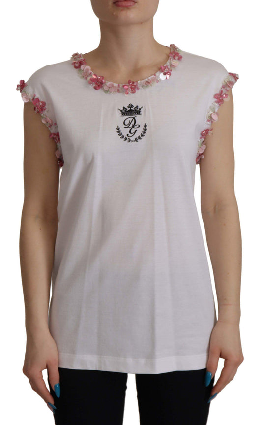 Dolce & Gabbana Chic Sequined Crown Tank Top T-Shirt - Arichezz.store