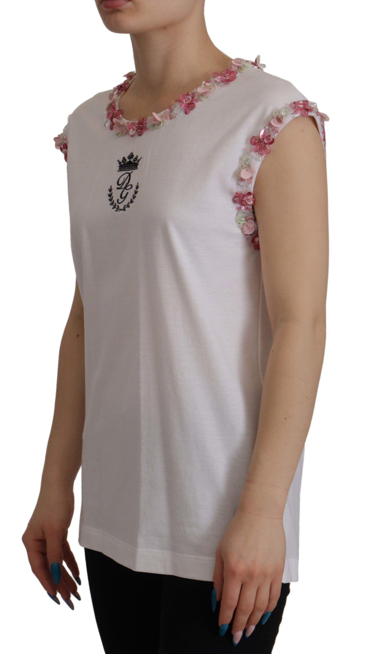 Dolce & Gabbana Chic Sequined Crown Tank Top T-Shirt - Arichezz.store