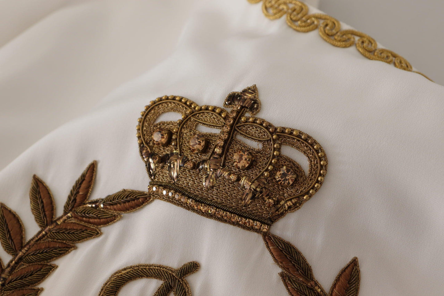 Dolce & Gabbana Elegant Silk Blouse with Gold Crown Embroidery - Arichezz.store