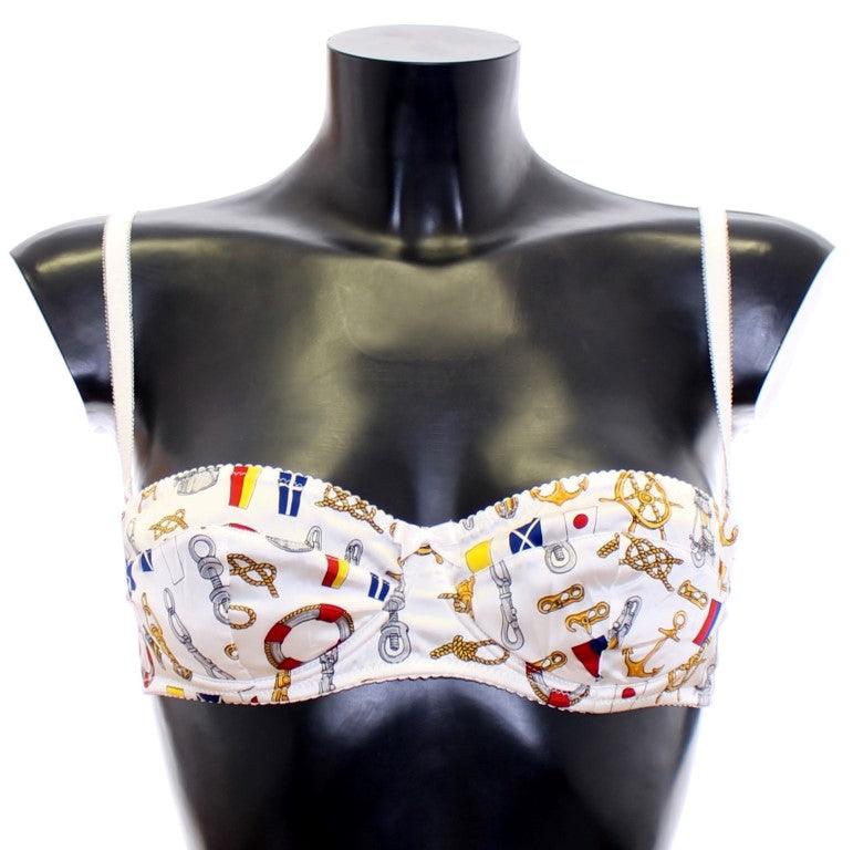 Dolce & Gabbana Elegant White Sailor Print Lingerie Set - Arichezz.store