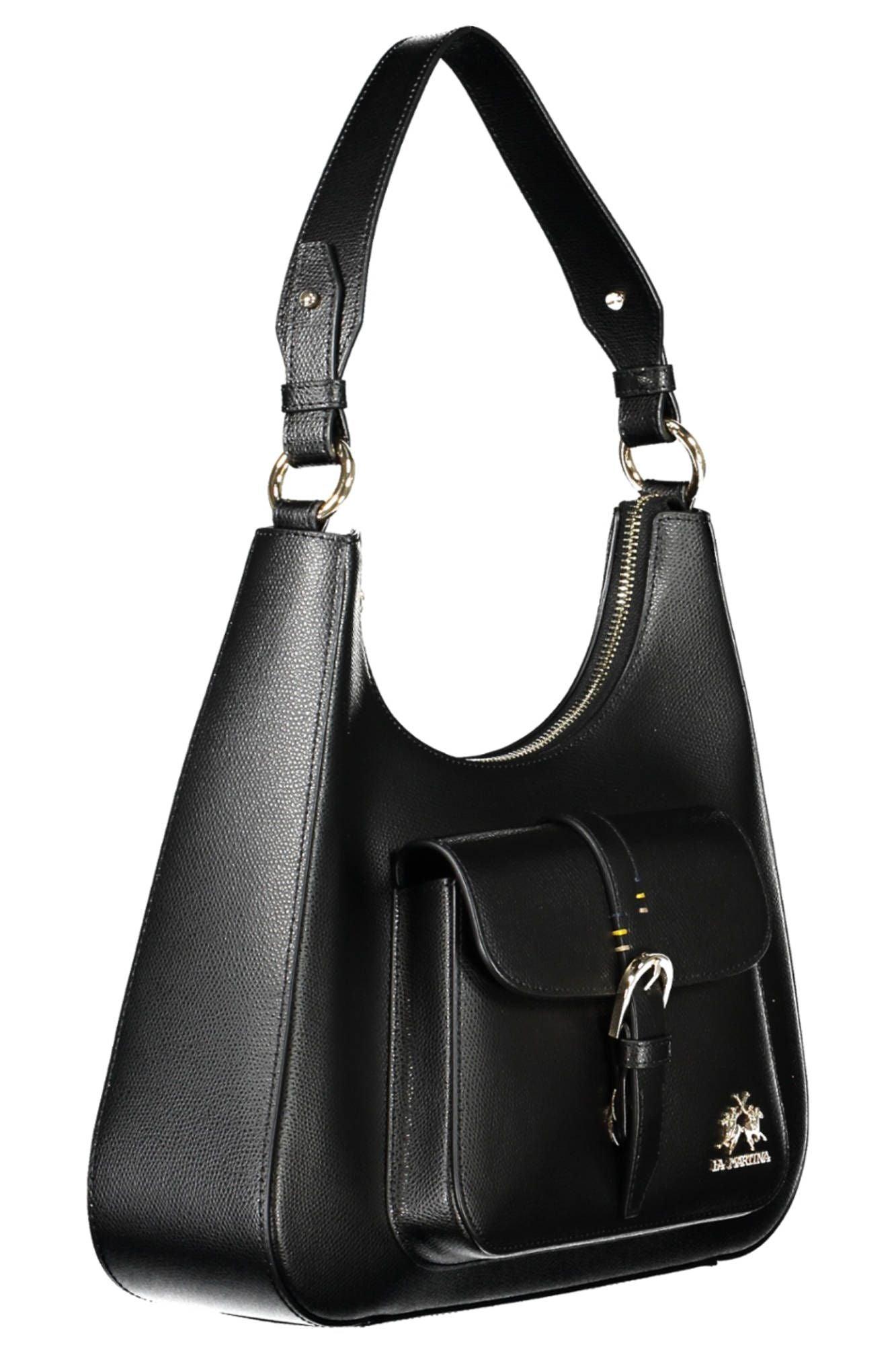 La Martina Black Leather Women Handbag - Arichezz.store