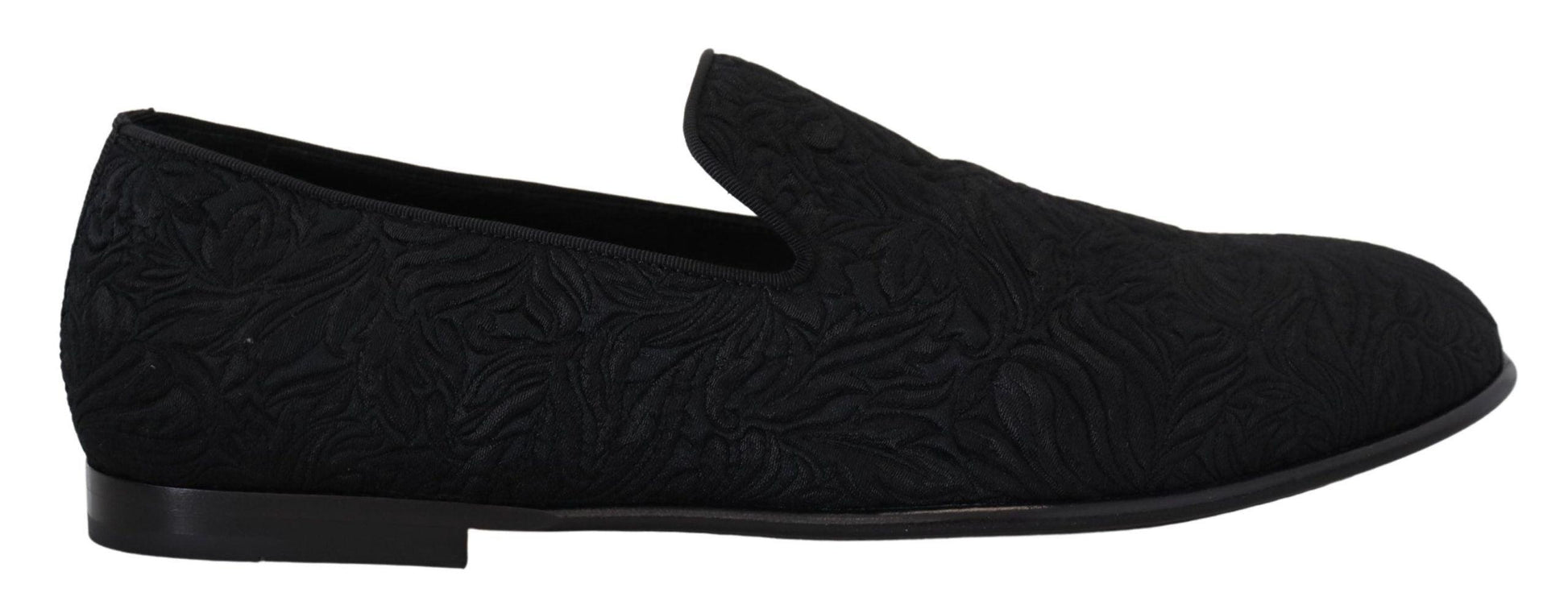 Dolce & Gabbana Elegant Jacquard Black Loafers Slide On Flats - Arichezz.store