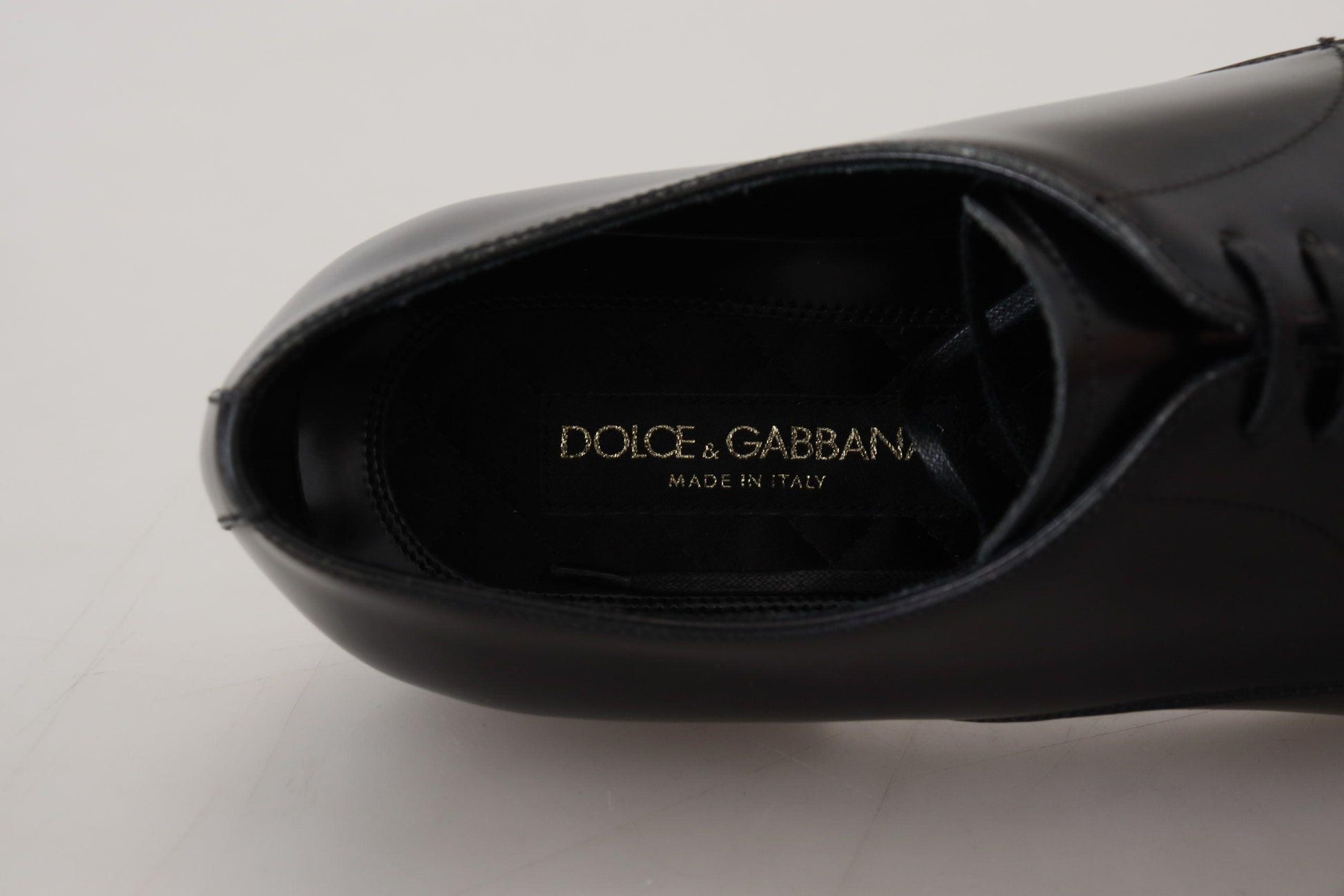 Dolce & Gabbana Elegant Black Leather Derby Shoes - Arichezz.store