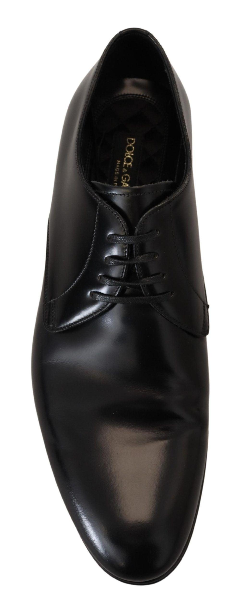 Dolce & Gabbana Elegant Black Leather Derby Shoes - Arichezz.store