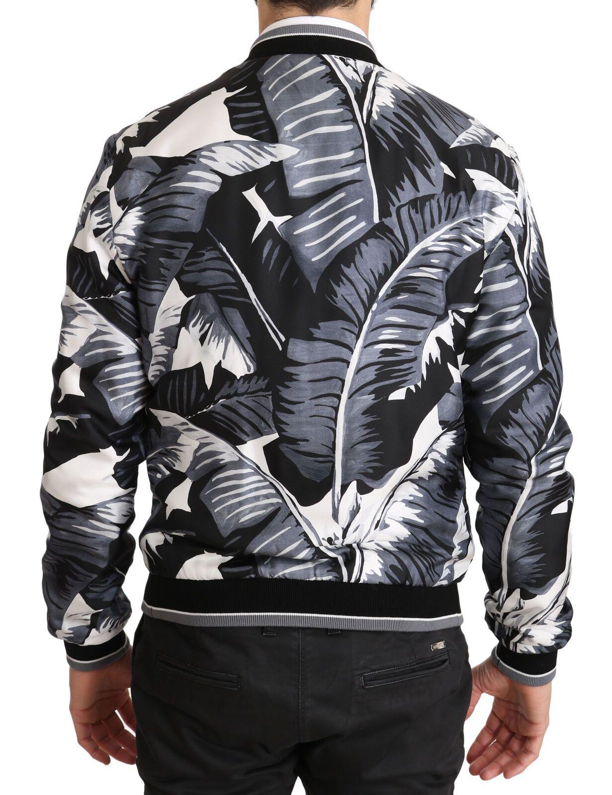 Dolce & Gabbana Elegant Banana Leaf Print Silk Bomber Jacket - Arichezz.store